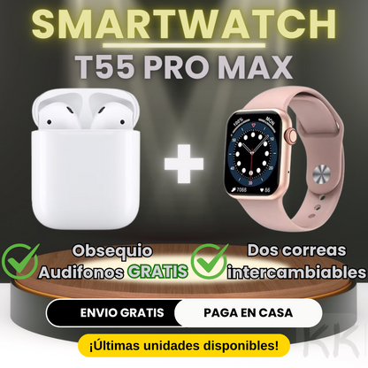 Smartwatch T55 Pro Max + Audifonos In-Ear + Pulso Regalo